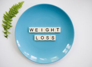 Change Your Harmful Health Beliefs Blue plate with weight loss letters